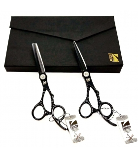 ست دو عددی قیچی آرایشگری کرتزر فینی کات و کوتاهی/ پیتاژ 6 اینچ مشکی Kretzer Hair Finny FSBT-60