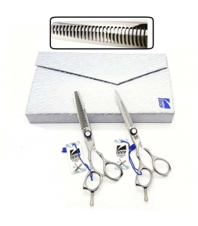 ست دو عددی قیچی آرایشگری کرتزر فینی کات و کوتاهی/پیتاژ 6 اینچ چپ دست دم متحرک دندانه منحنی Kretzer Hair Finny FSW LEFT-60