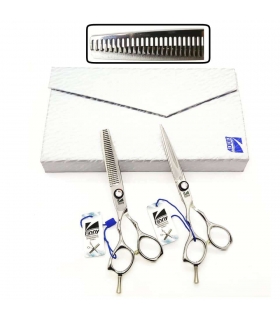 ست دو عددی قیچی آرایشگری کرتزر فینی کات و کوتاهی/ پیتاژ 6 اینچ چپ دست دم متحرک Kretzer Hair Finny FSM LEFT-60