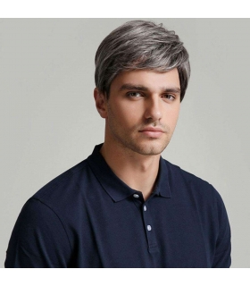 کلاه گیس (پوستیژ) سالکس مردانه جو گندمی کوتاه Sallcks Mens Gray Wig Short Layered Natural Synthetic with Wig