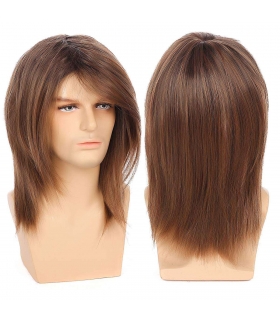 کلاه گیس (پوستیژ) مردانه بابروسی بلند لخت قهوه ای روشن هایلایت دار Baruisi Mens Wig Brown Long Straight Synthetic