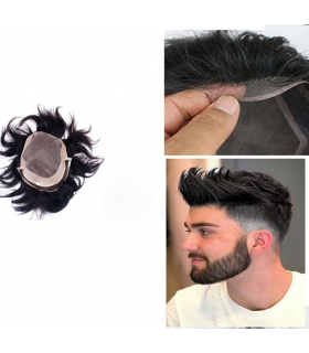 پوستیژ (کلاه گیس) مردانه موی صد در صد طبیعی انسان مشکی متوسط Men's WBM 110 professional wig natural human hair medium black