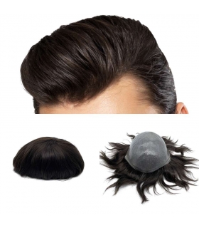 پوستیژ (کلاه گیس) مردانه موی صد در صد طبیعی انسان مشکی متوسط Toupee WBM 2117 virgin human hair replacement system for men
