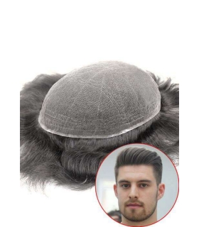 پوستیژ (کلاه گیس) مردانه موی صد در صد طبیعی انسان مشکی متوسط Toupee WBM 2117 virgin human hair replacement system for men
