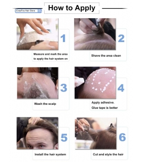 پوستیژ (کلاه گیس) مردانه موی صد در صد طبیعی انسان مشکی متوسط Toupee WBM 2419 virgin human hair replacement system for men