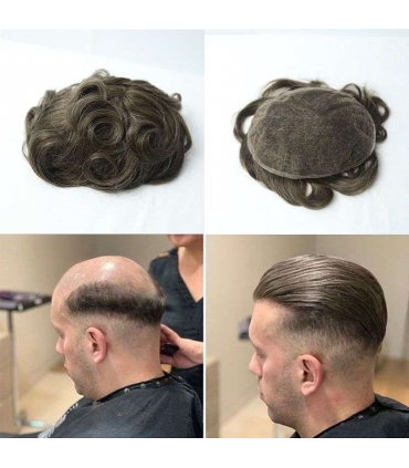 پوستیژ (کلاه گیس) مردانه موی صد در صد طبیعی انسان مشکی پر کلاغی متوسط Toupee WBM 2519 virgin human hair replacement for men