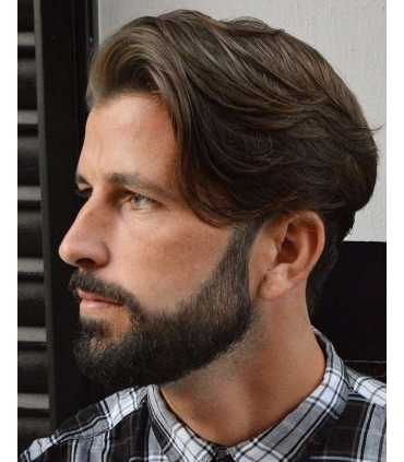 پوستیژ (کلاه گیس) مردانه موی صد در صد طبیعی انسان مشکی پر کلاغی متوسط Toupee WBM 2519 virgin human hair replacement for men