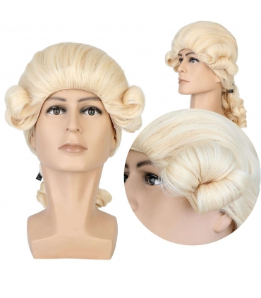 کلاه گیس (پوستیژ) سروتا تئاتری وکیل و قاضی بلوند Cerrota Judge Colonial Wig Man Braid Wave White Wig