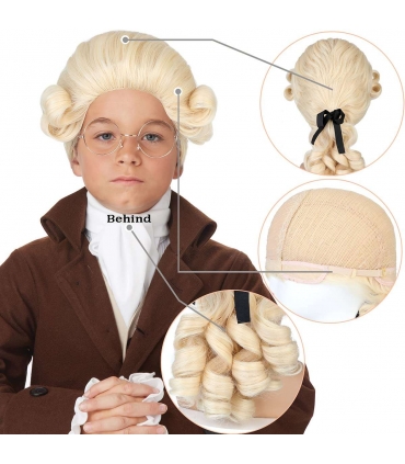 کلاه گیس (پوستیژ) سروتا تئاتری وکیل و قاضی بلوند Cerrota Judge Colonial Wig Man Braid Wave White Wig