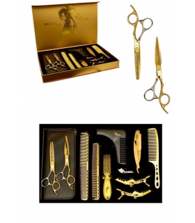 ست قیچی آرایشگری رزونال قیچی کات و کوتاهی/ پیتاژ /شانه حالت دهی و ریش/دسته تیغ Rezonal S4