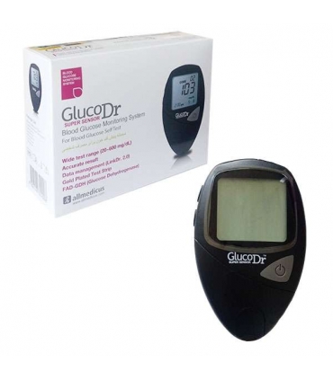 دستگاه تست قند خون آل مدیکوس گلکو داکتر سوپر سنسور با 25 نوار تست قند خون Allmedicus Gluco Dr Super Sensor AGM-2200 Blood