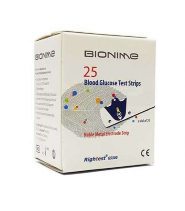 نوار دستگاه تست قند خون بایونیم سنسور 25 عددی Bionime Blood Glucose sensor Test Strips