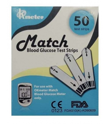 نوار تست قند خون  کی متر مچ 50 عددی Kmeter match Blood Glucose sensor Test Strips