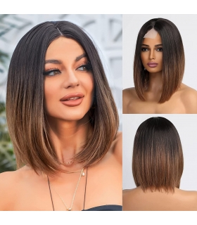 کلاه گیس (پوستیژ) زنانه باب مصری آمبره مشکی قهوه ای متوسط Ombre Black Brown Wigs
