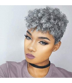 کلاه گیس (پوستیژ) زنانه کوتاه فر خاکستری Short Colored Hair Wigs