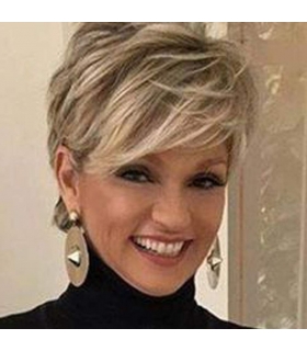 کلاه گیس (پوستیژ) زنانه کوتاه پیکسی میکس بلوند قهوه ای چتری دار Pixie Blonde Wig