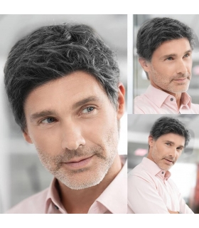 کلاه گیس ( پوستیژ) مردانه کوتاه جو گندمی با تراکم مشکی بالا Wig Black Grey