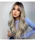 کلاه گیس (پوستیژ) زنانه بلند اش خاکستری آمبره حالت دار چتری دار Ombre Dark Ash Wigs