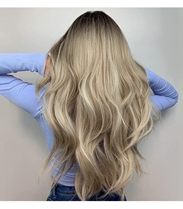 کلاه گیس (پوستیژ) زنانه بلند اش خاکستری آمبره حالت دار چتری دار Ombre Dark Ash Wigs