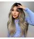 کلاه گیس (پوستیژ) زنانه بلند اش خاکستری آمبره حالت دار چتری دار Ombre Dark Ash Wigs