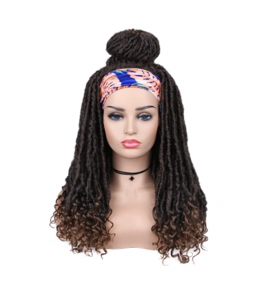 کلاه گیس (پوستیژ) زنانه بلند بافت آفریقایی مشکی قهوه ای آمبره هدبند دار Black Brown Wig
