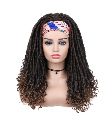 کلاه گیس (پوستیژ) زنانه بلند بافت آفریقایی مشکی قهوه ای آمبره هدبند دار Black Brown Wig