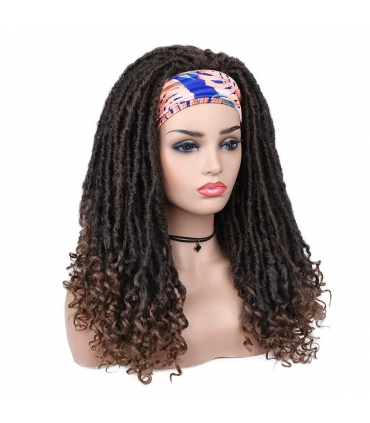 کلاه گیس (پوستیژ) زنانه بلند بافت آفریقایی مشکی قهوه ای آمبره هدبند دار Black Brown Wig