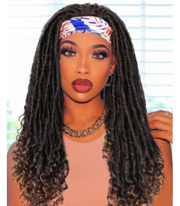 کلاه گیس (پوستیژ) زنانه بلند بافت آفریقایی مشکی قهوه ای آمبره هدبند دار Black Brown Wig