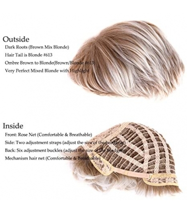 کلاه گیس (پوستیژ) زنانه کوتاه پیکسی میکس بلوند قهوه ای چتری دار Pixie Blonde Wig