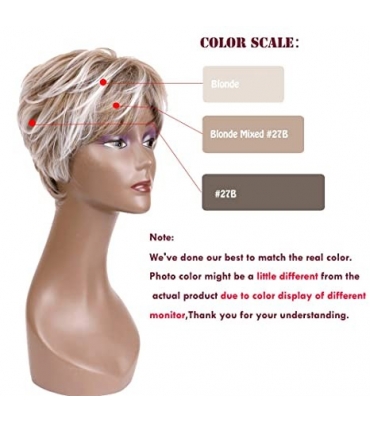 کلاه گیس (پوستیژ) زنانه کوتاه پیکسی میکس بلوند قهوه ای چتری دار Pixie Blonde Wig