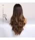 کلاه گیس (پوستیژ) زنانه بلند آمبره قهوه ای حالت دار فرق وسط Long Ombre Brown Wig