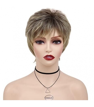 کلاه گیس (پوستیژ) زنانه پیکسی کوتاه آمبره بلوند چتری دار Ombre Blonde Wig