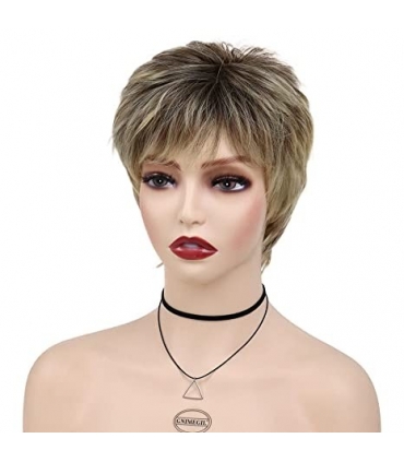کلاه گیس (پوستیژ) زنانه پیکسی کوتاه آمبره بلوند چتری دار Ombre Blonde Wig