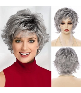کلاه گیس (پوستیژ) زنانه کوتاه پیکسی آمبره مشکی- جوگندمی چتری دار Ombre Wig Pixie