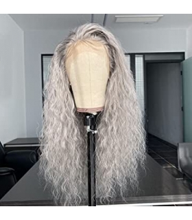 کلاه گیس (پوستیژ) زنانه بلند فر و حالت دار خاکستری- نقره ای Wigs Long Curly
