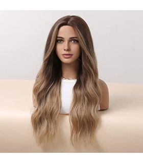 کلاه گیس (پوستیژ) زنانه بلند قهوه ای آمبره بلوند حالت دار Wig Ombre Color Brown
