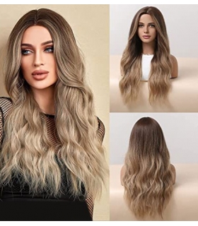 کلاه گیس (پوستیژ) زنانه بلند قهوه ای آمبره بلوند حالت دار Wig Ombre Color Brown