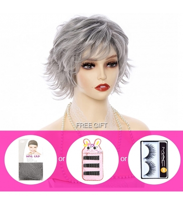 کلاه گیس (پوستیژ) زنانه کوتاه پیکسی آمبره مشکی- جوگندمی چتری دار Ombre Wig Pixie