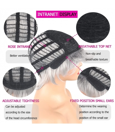 کلاه گیس (پوستیژ) زنانه کوتاه پیکسی آمبره مشکی- جوگندمی چتری دار Ombre Wig Pixie