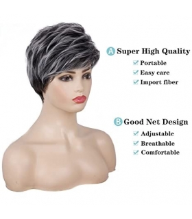 کلاه گیس (پوستیژ) زنانه کوتاه پیکسی چتری دار جوگندمی Wigs Wave Pixie