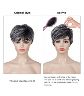 کلاه گیس (پوستیژ) زنانه کوتاه پیکسی چتری دار جوگندمی Wigs Wave Pixie