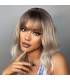 کلاه گیس ( پوستیژ) زنانه متوسط حالت دار قهو ه ای بلوند آمبره پلاتینی چتری دار Ombre Platinum