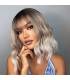 کلاه گیس ( پوستیژ) زنانه متوسط حالت دار قهو ه ای بلوند آمبره پلاتینی چتری دار Ombre Platinum