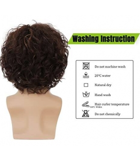 کلاه گیس (پوستیژ) مردانه کوتاه قهوه ای حالت دار و موج دار Curly Brown Wig