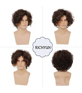 کلاه گیس (پوستیژ) مردانه کوتاه قهوه ای حالت دار و موج دار Curly Brown Wig