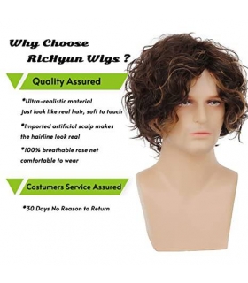 کلاه گیس (پوستیژ) مردانه کوتاه قهوه ای حالت دار و موج دار Curly Brown Wig
