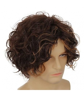 کلاه گیس (پوستیژ) مردانه کوتاه قهوه ای حالت دار و موج دار Curly Brown Wig
