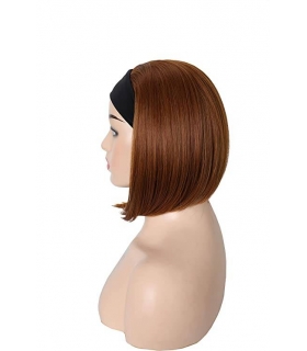 کلاه گیس (پوستیژ) زنانه لخت مصری باب قهوه ای روشن تنباکویی با هدبند Bob Wigs