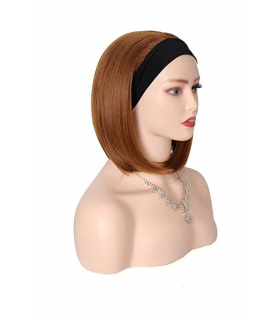 کلاه گیس (پوستیژ) زنانه لخت مصری باب قهوه ای روشن تنباکویی با هدبند Bob Wigs