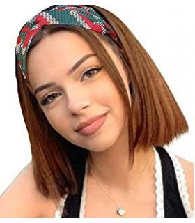 کلاه گیس (پوستیژ) زنانه لخت مصری باب قهوه ای روشن تنباکویی با هدبند Bob Wigs